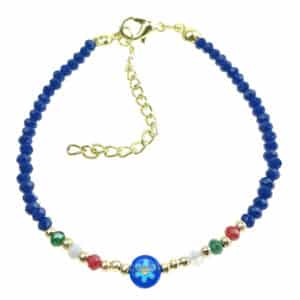 Ultra Marine Beads with small Flower Bracelet