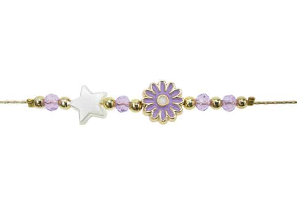 Periwinkle Purple Flower with Star Bracelet
