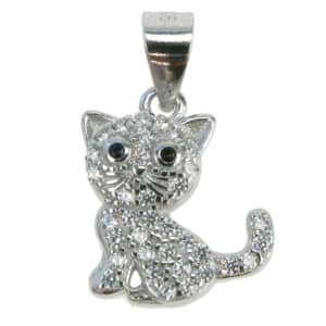 Cat with Black Eyes Pendant No Chain